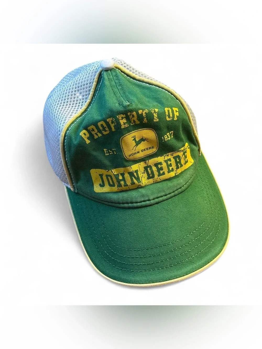 Green & White John Deere Adjustable Hat
